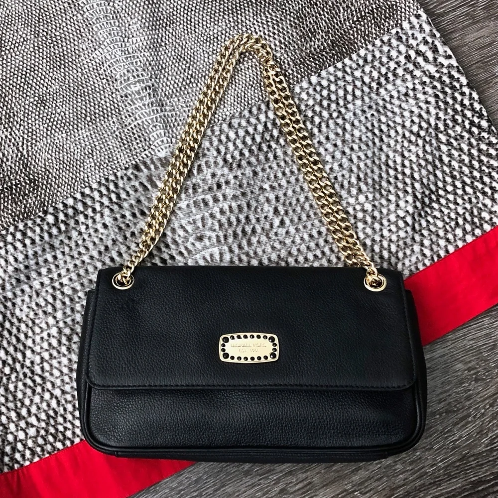 NEW MICHAEL KORS Black Leather Evening Bag